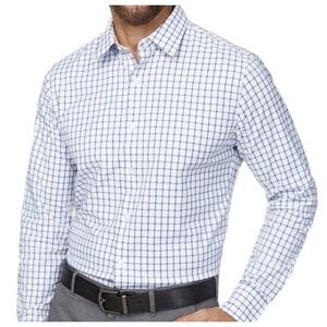 Bonobos Tech Button Down Mens 2XL Reg Slim Fit White Blue Horden Check NEW